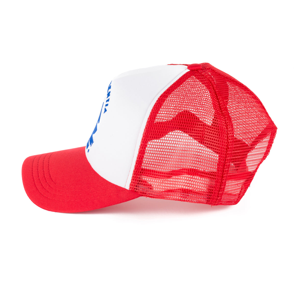 Casquette de camionneur réglable en maille bicolore rouge et blanc, Blanc et rouge
